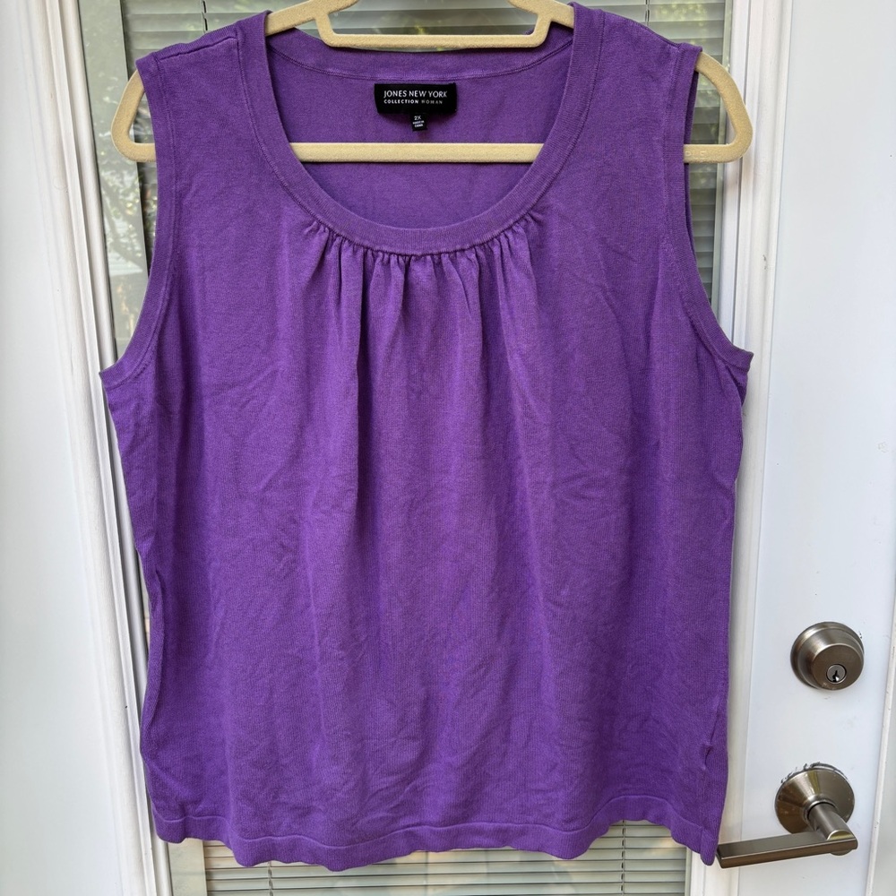 Jones New York Collection Woman 2x Purple Knit Sleeveless Versatile Tank Top